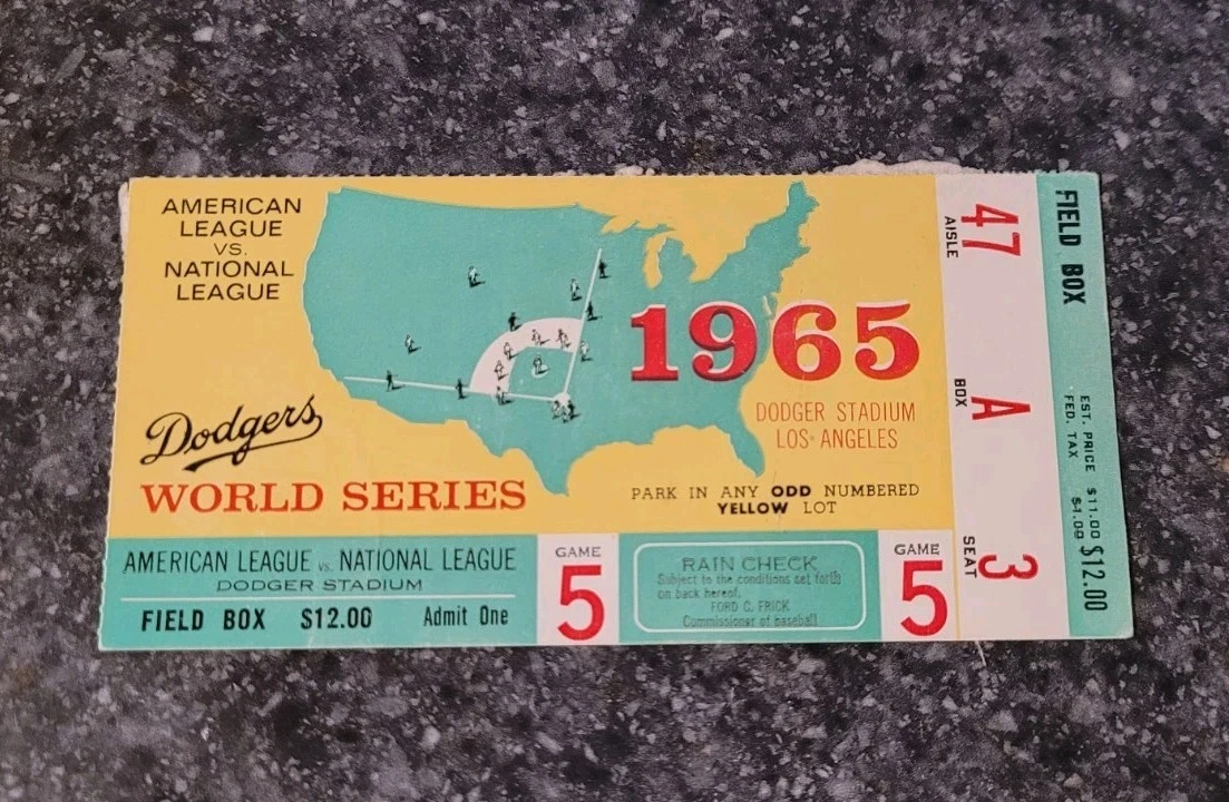 Sandy Koufax 1965 Vintage Sports Ticket Stubs for sale | eBay