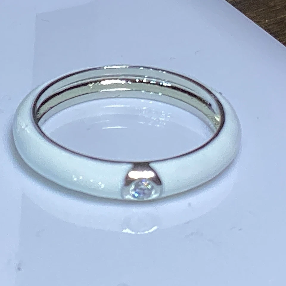 Chapado en plata de ley, nuevo elegante anillo blanco, tamaño 10-62 mm. Foto 2 de 4