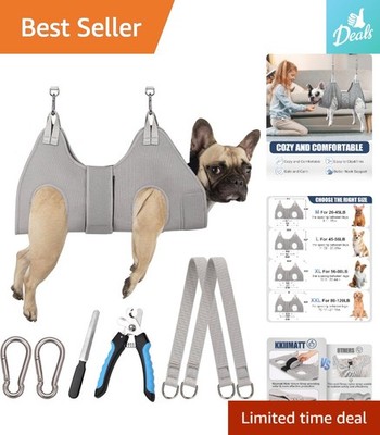 Upgraded Silver Gray Dog Hammock with Thick Neck Support for Easy Nail Trimming