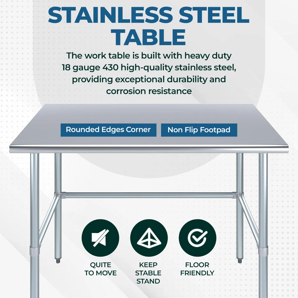 Nsf Stainless Steel Work Prep Table Open Base 30" x 15" (deep x long) - Image 3 of 4