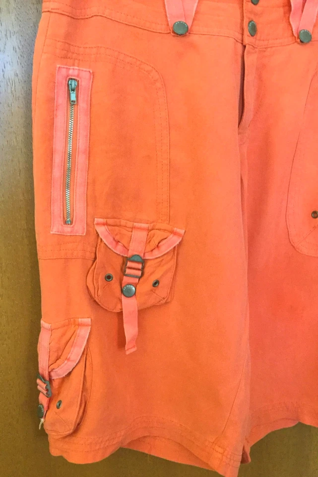 Pantalones Cortos Carga DA-NANG RARO Excedente Indo-China Jalea (brillante) Naranja 100% Seda S Foto 4 de 4