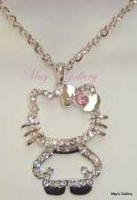 Hello Kitty Crystal Pendant and Necklace Crystal 27" Long Bling Bling NIB Charm