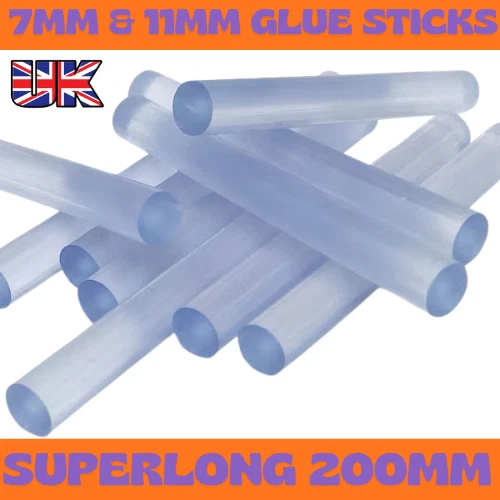 INFLATE DECORATE LTD. HOT MELT GLUE GUN STICKS 7mm / 11mm x 200mm LONG FOR CRAFT ADHESIVE CLEAR MINI