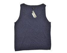 Talbots XL Navy Blue Crochet Neck Sleeveless Sweater Shell Cotton Blend NWT