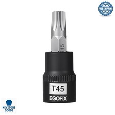 3/8” Drive T45 Torx Socket - Durable Chrome Vanadium Steel, Drop-Forged & Las...