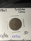 RARE INDIAN PENNY 1867 IN GOOD+/VERY GOOD CONDITION BETTER DATE COIN    XX511