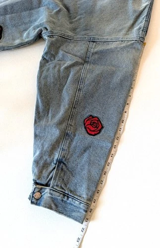 Ryoko Rain Reversible Rose Denim Work Jacket Faded Blue Embroidered Unisex XL image 8