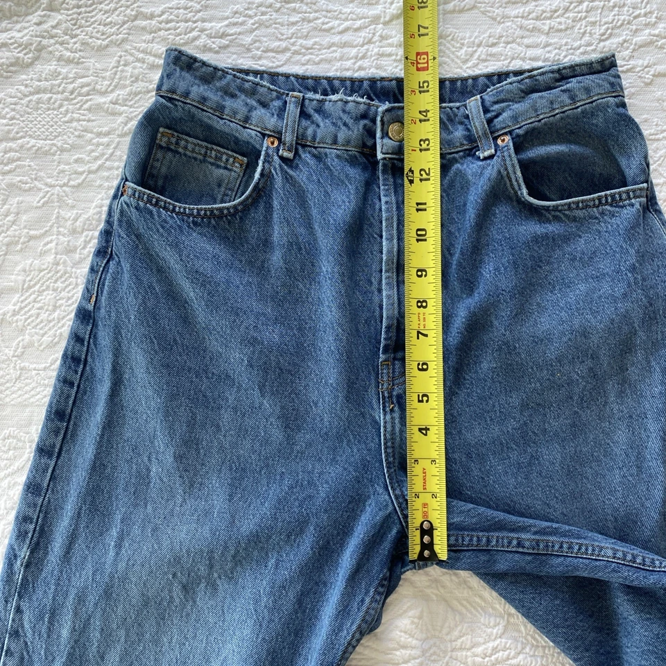 Top Shop Pierna Ancha 32x30 Talla 10 Denim Botón Mosca Azul Suelto Suelto Y2K Vibraciones Foto 4 de 4