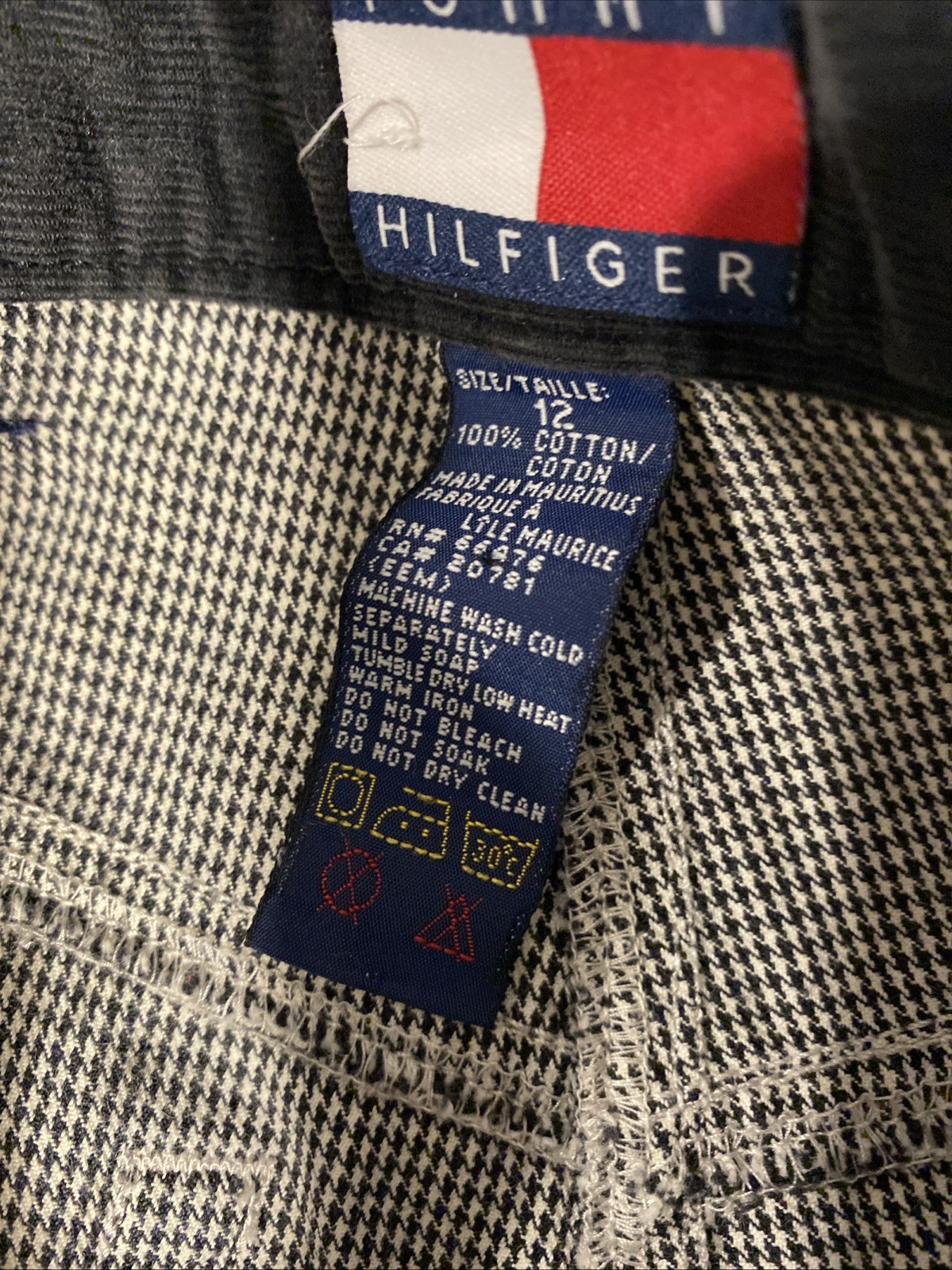 Tommy Hilfiger Herringbone Pants Size 12 Big Tommy Patch Back Black White Cordur thumbnail 6