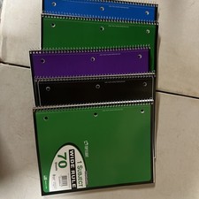 5 Pack Top Flight Spiral Notebook COLLEGE 1 Subject 70 Sheets Assorted Colors