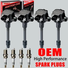 4X OEM Brand Ignition Coil & Iridium Spark Plug For Honda Accord Civic CRV UF781
