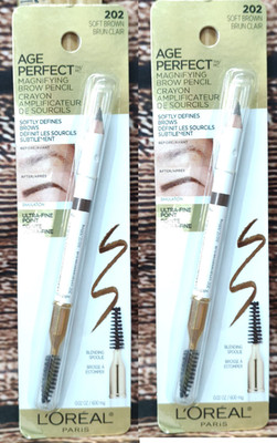L'Oreal Age Perfect Magnifying Brow Pencil 202 soft brown x2 per box 