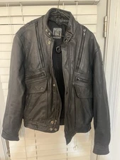  Hein Gerlcke Leather Motorcycle Jacket Mens 42 Black Echt Leder Vented Rider