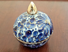 Vintage Benjarong Style Porcelain Lidded Jar Blue White Gilt Floral