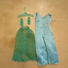 Vintage Barbie Francie's Satin Supper #3443 Green vest, jumper, shoes, hanger