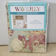 Waverly Spring Bling Scallop Valance Vapor 52"x18" Floral Window Curtain New