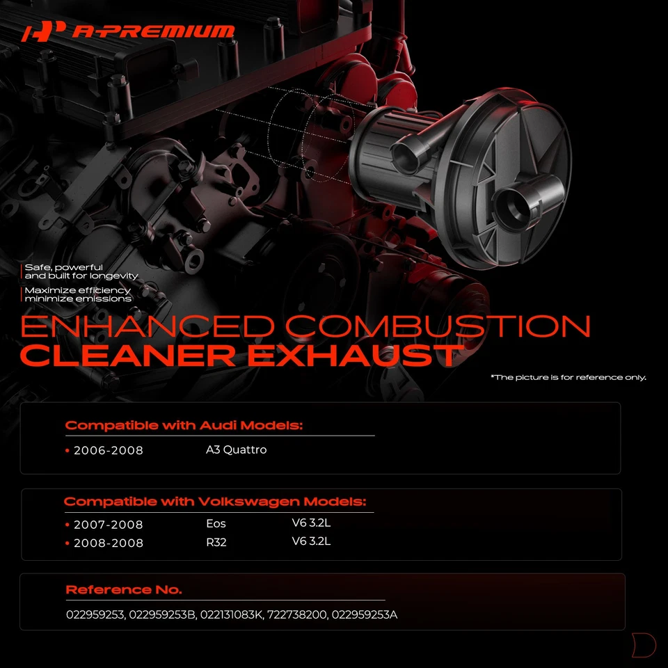 Bomba de inyección de aire secundaria A-Premium para Audi A3 Quattro Volkswagen Eos R32 Foto 2 de 4