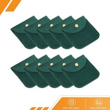 20 Set Jewelry Pouch 3"x3" Soft Velvet Pouch with Snap Button Dark Green