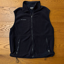 Columbia Men's Black Full-Zip Fleece Vest Pockets Stand-Up Collar Size M