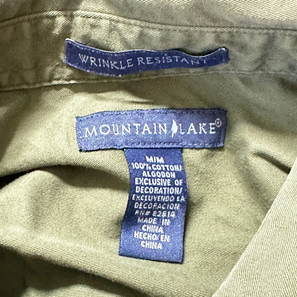 Camisa con botones Mountain Lake para mujer talla M verde bordada hoja resistente a las arrugas Foto 3 de 4