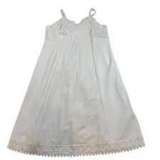 Vintage Wonder Maid White Lace Trim Full Slip Dress 40 Nylon Cotton Blend