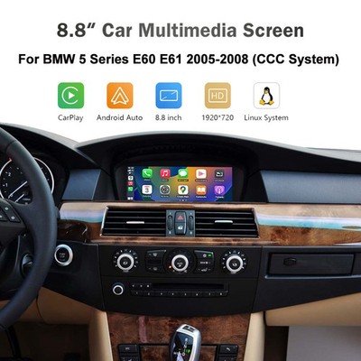 8.8  Wireless CarPlay Android Auto GPS Touch Screen For BMW 5 Series E60 E61 CCC