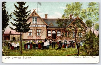 Orsa Sweden~Folkskola (Public School)~Dalarna Children in Folk Dress~c1905 PC