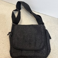 American Eagle Y2K Wool Felt Cross Body Purse With Zip Flap Closure Charcoal