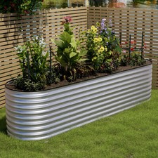 Garden Metal Raised Vegetable Planter Outdoor Flower Trough Herb Grow Bed Box