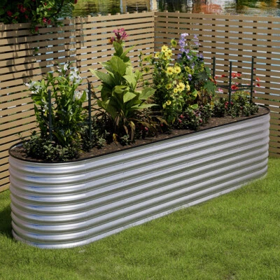 LIFELOOK Garden Metal Raised Vegetable Planter Outdoor Flower Trough Herb Grow Bed Box