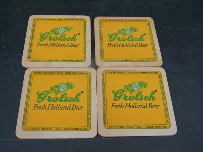 4 RARE VINTAGE GROLSCH BIER HOLLAND BEER COASTER BAR MAT