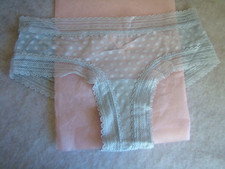 New Victoria  s Secret PINK Light Blue Polka Dot Mesh Lace Cheeky Panty