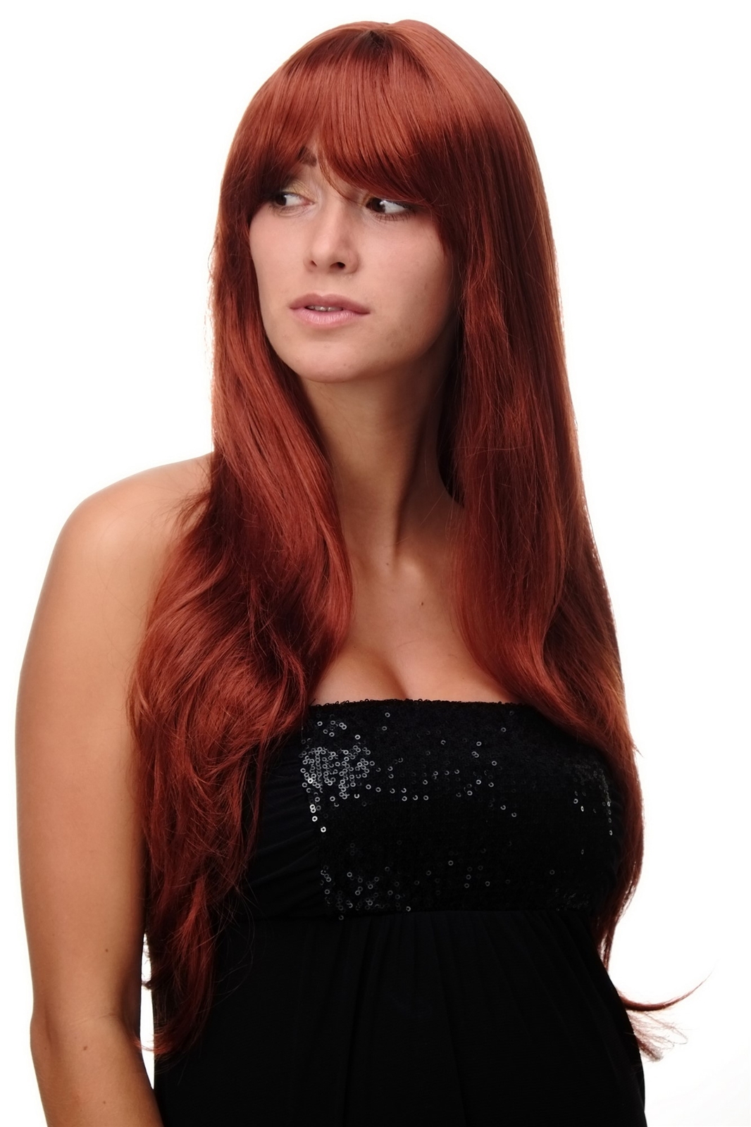 Wig Women's Wig Red Copper Long Bangs Center Part Straight 70Cm 3111-350