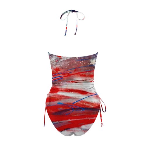Women's Tankini Set Summer Independence Day Printed Sexy Lace Up Split Swimsuit - Picture 62 of 92