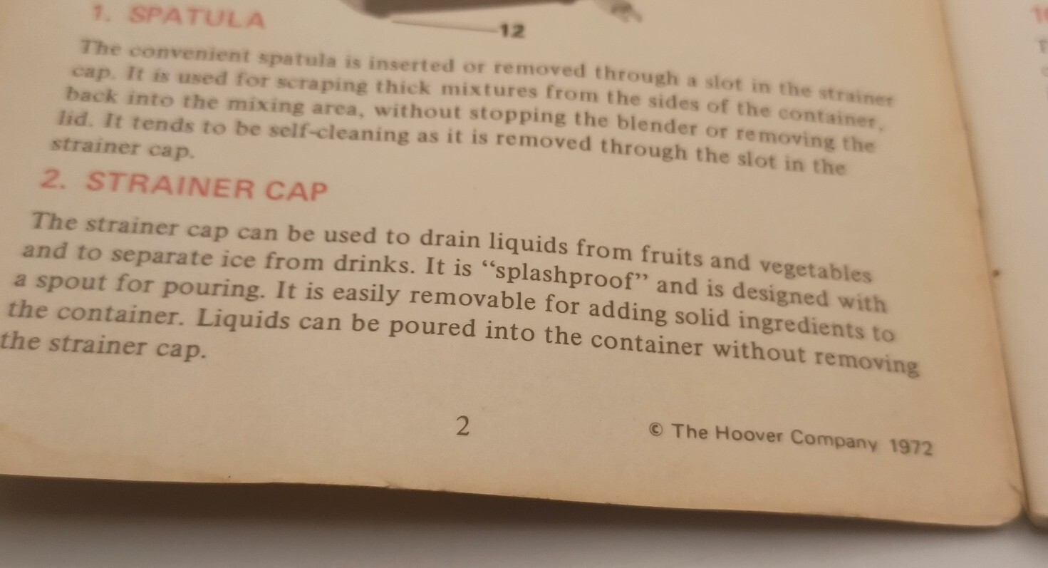 Vintage 1972 Hoover Blender Model K6007 Manual Instructions eBay