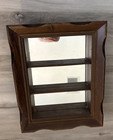 Mahogony Wall Shelf Mirrored Curio Vintage 15.5" x12"