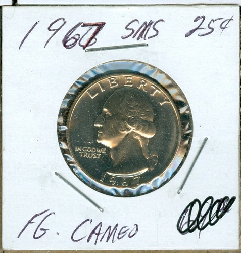 1967 WASHINGTON QUARTER FINEST GRADE CAMEO SMS     99 CENTS SHIPPING .