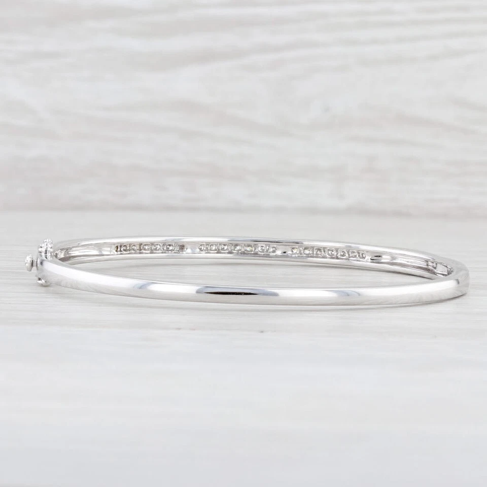 New 0.84ctw Diamond Bangle Bracelet 14k White Gold 7" Stackable - Image 4 of 4
