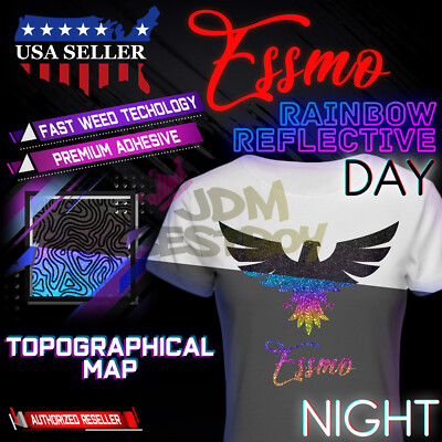 Topographical Map Reflective Heat Transfer Vinyl HTV T-Shirt 20'' Iron Press RR08