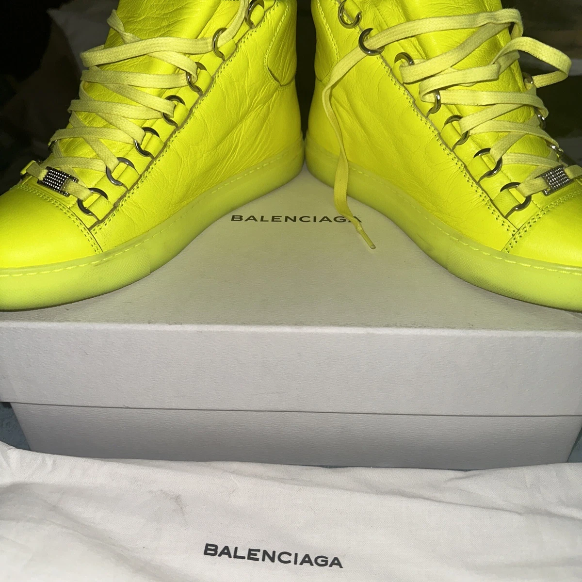 Size 7 Balenciaga Arena High Neon Yellow women eBay