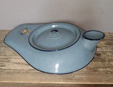 Vtg JONES Metal Products Hospital Bed Pan Chamber Pot Urinal Enamel w/ Spout Lid
