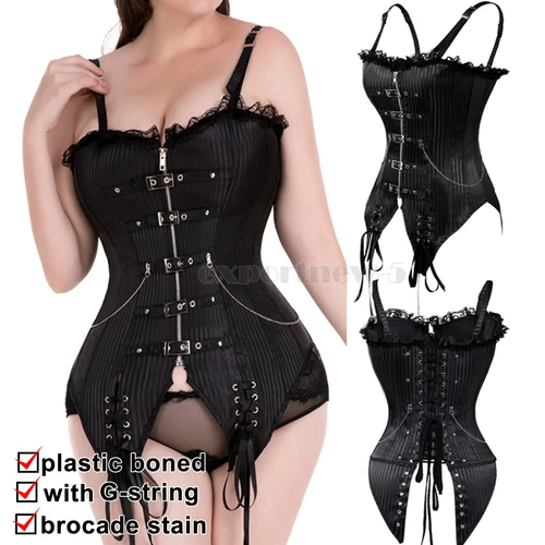 Sexy Damen Dessous schwarz entbeint Korsett Tops Punk Basque Burlesque Über US-Größe - Bild 43 von 50