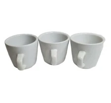 3 Vintage Crisa Diner Cups Porcelana Heavy Restaurant White EUC