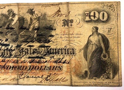 CIVIL WAR LOVE LETTER on Confederate 1862 $100 One Hundred Dollar Note - Picture 9 of 9