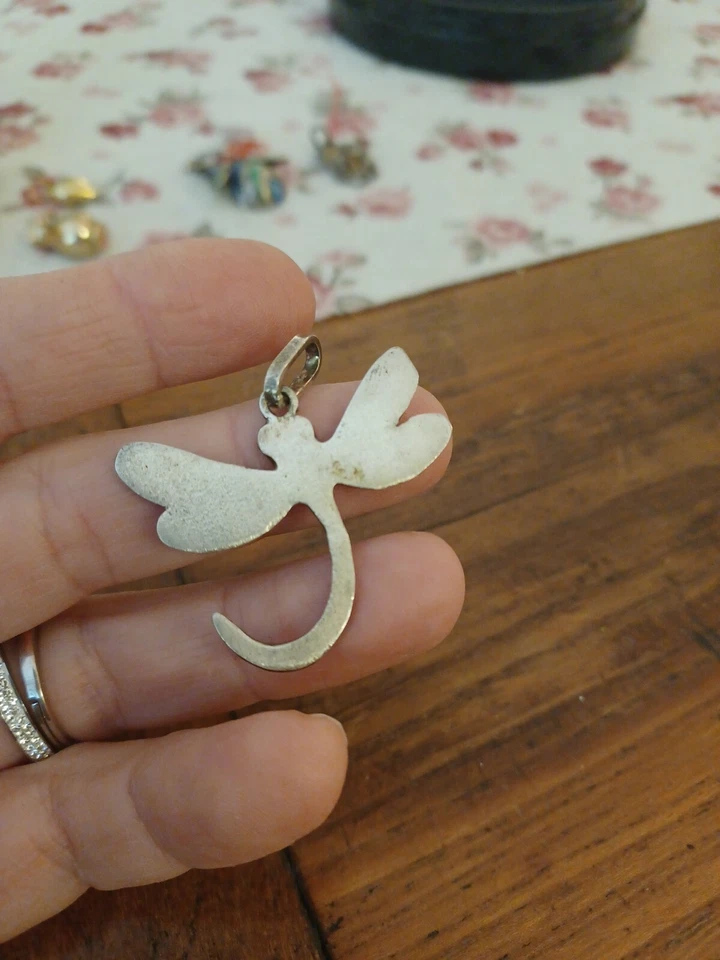 CIONDOLO /CHARMS VINTAGE A FORMA DI LIBELLULA - ARGENTO - Immagine 2 di 2