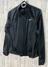 Nike Sheild Womens Black Dri Fit Full Zip Pockets Track Run Jacket Sz M