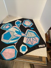 Vtg Giuletta Midcentury Modern Women's Scarf Black/Pink/Blue 25" x 25" square