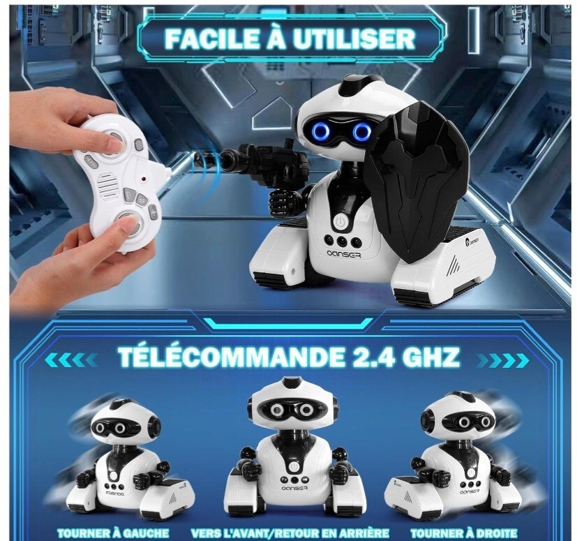 Robot enfant jouet interactif et programmable bleu pour apprendre à coder en s'amusant