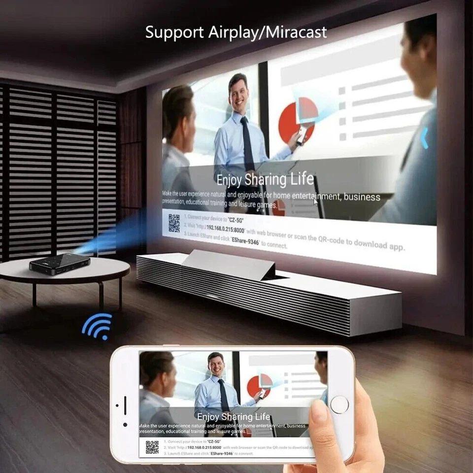 P09 4K Android 9 Mini Projector:WiFi/Bluetooth DLP Home Cinema Portable Theater​ - Image 3 of 4