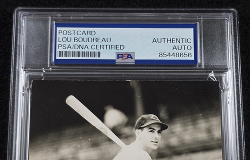 LOU BOUDREAU Signed Real Photo Postcard-HALL OF FAME-CLEVELAND INDIANS-PSA - Picture 3 of 4